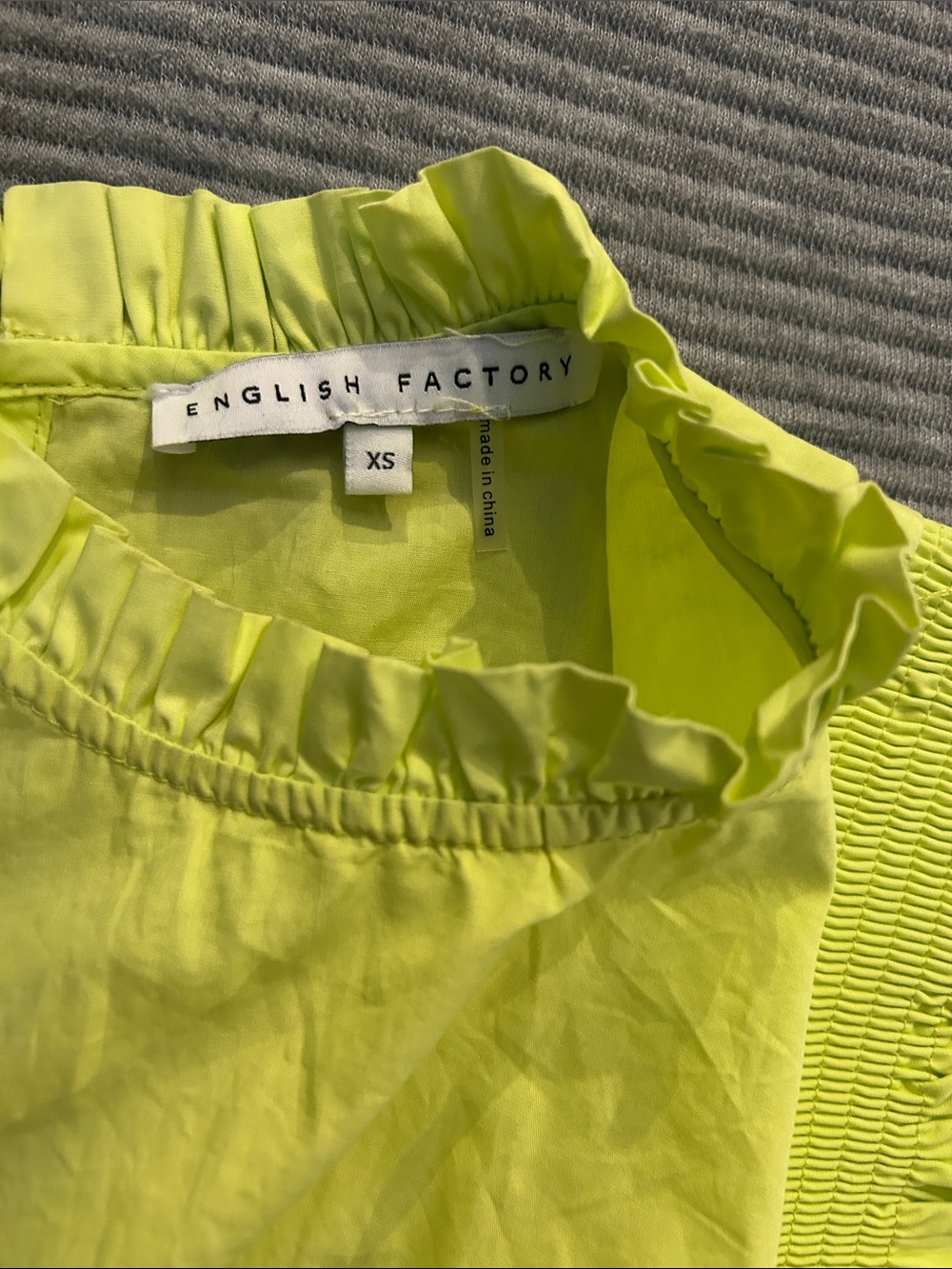 English Factory Neon Yellow Ruffle Sleeve Blouse - Picture 2 of 3